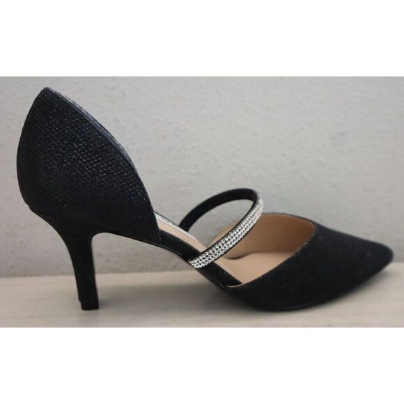 Nina Women Sz 6M Black Textured Metallic Brystol Mid-Heel D'Orsay Pumps - Picture 6 of 10